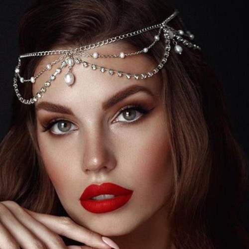 Women Fashion Metal Rhinestone Head Chain Jewelry Headband Head Piece Hair band - Picture 38 of 64