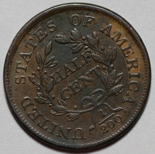 1805 Draped Bust Half Cent - US 1/2c Copper Coin - Picture 7 of 9