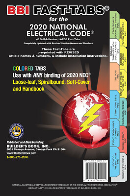 National Electrical Code NEC Colored 2020 Fast-Tabs For Softcover, Spiral, Loose