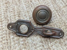 2" Antique Brass Door Knob With Spindle And  Brass Door Plate With Thumb Turn