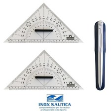KIT SET CARTEGGIO NAUTICO SCUOLA PATENTE 2 SQUADRETTE + 1 COMPASSO QUALITA'