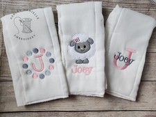 Set of 3 Personalized Monogrammed Embroidered Burp Cloth Boy/Girl-Sheep