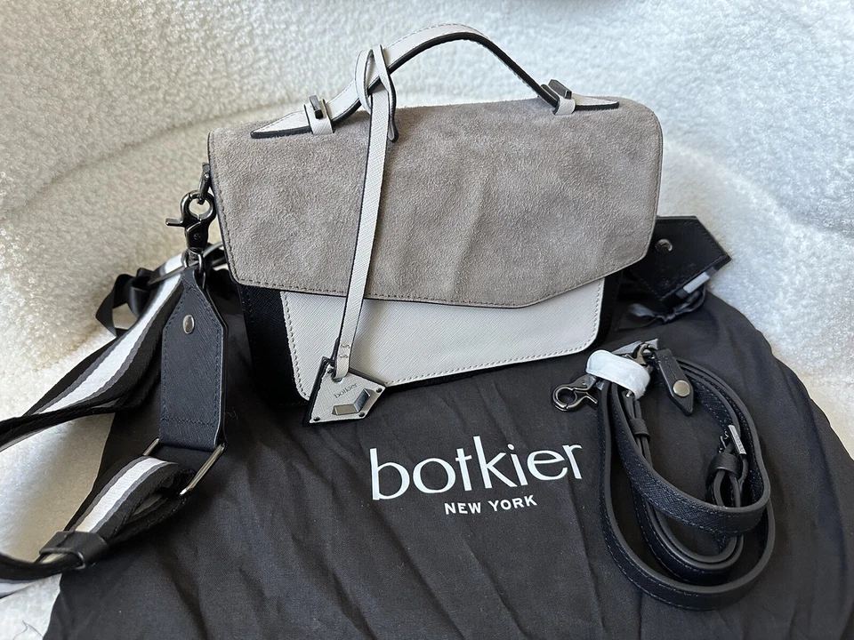 Bolso Bandolera Botkier Cobble Hill Bloques de Color Gamuza Top Gris Beige Negro Foto 3 de 4
