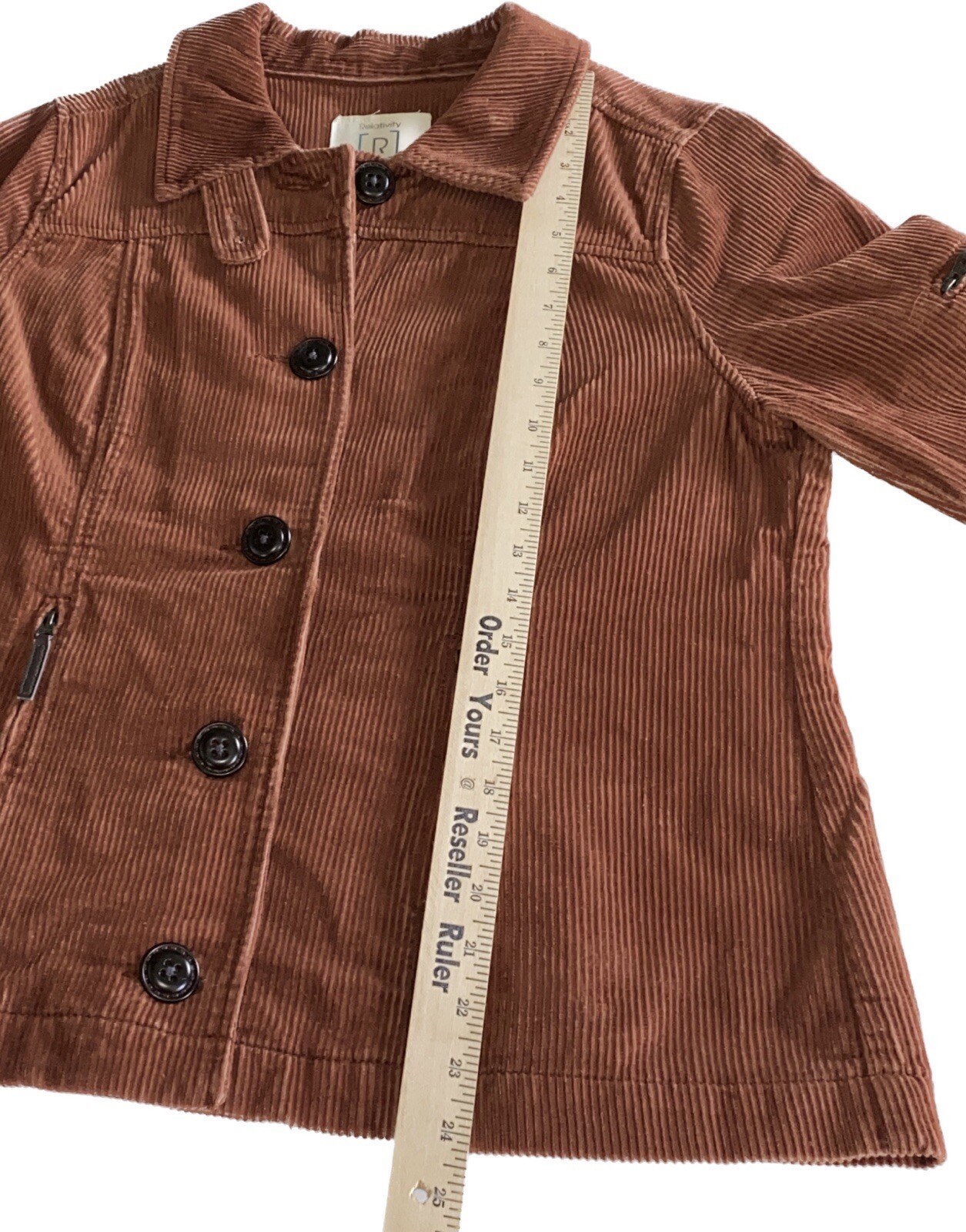 Relativity Reddish Brown Button Down Unlined Cord… - image 14