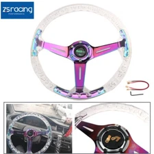 Crystal Steering Wheel Clear 6-Holes 345mm Bubble Neo Spoke Deep Dish Racing