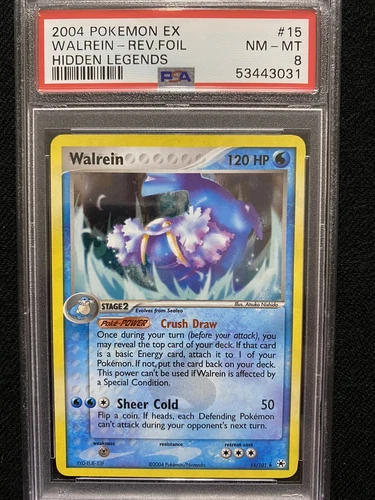 2004 Pokemon EX Hidden Legends Walrein Reverse Foil 15/101 PSA 8 NM-MT
