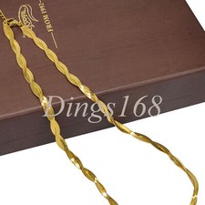 Genuine 18K Yellow Gold Filled 16"+2" Wide Two-Mirror Cross Herringbone Necklace