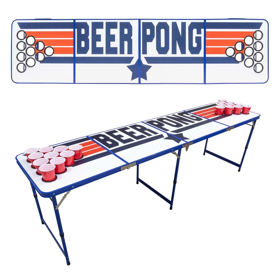 BEER PONG TABLE 8ft FOLDING - 15 Designs | Party Drinking Game Birthday Event - image 3 of 4