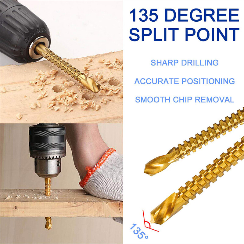 Screw Metric Spiral Set Drill Bit Composite Tap For Wood/Metal Hole Tools  Cutter