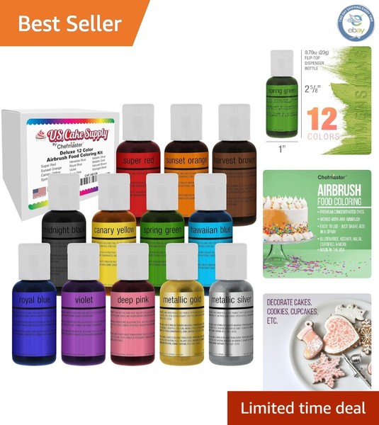 Juego Completo de Aerógrafo Color Pastel - 12 Colores Kosher para Impresionantes Decoraciones