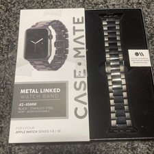 Case-Mate 42-44mm Black Metal Linked Apple Watch Band for Watch Series 1-8 / SE