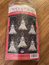 Design Works DIY Beaded Pearl Angels Ornament Kit #6157. Gold & White - Makes 12