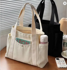 Canvas Tragetasche Groß Schultertasche Uni Arbeit College Shopper