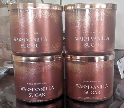 4 x Dreidochtkerze, Warm Vanilla Sugar, Bath Body Works, Kerzen