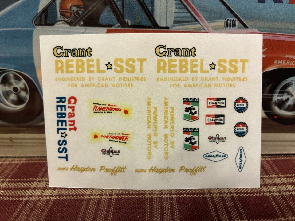 1969 AMC REBEL SST FUNNY CAR GRANT DRAG RACING ”J-Kraft” DECAL JO-HAN 1 ...