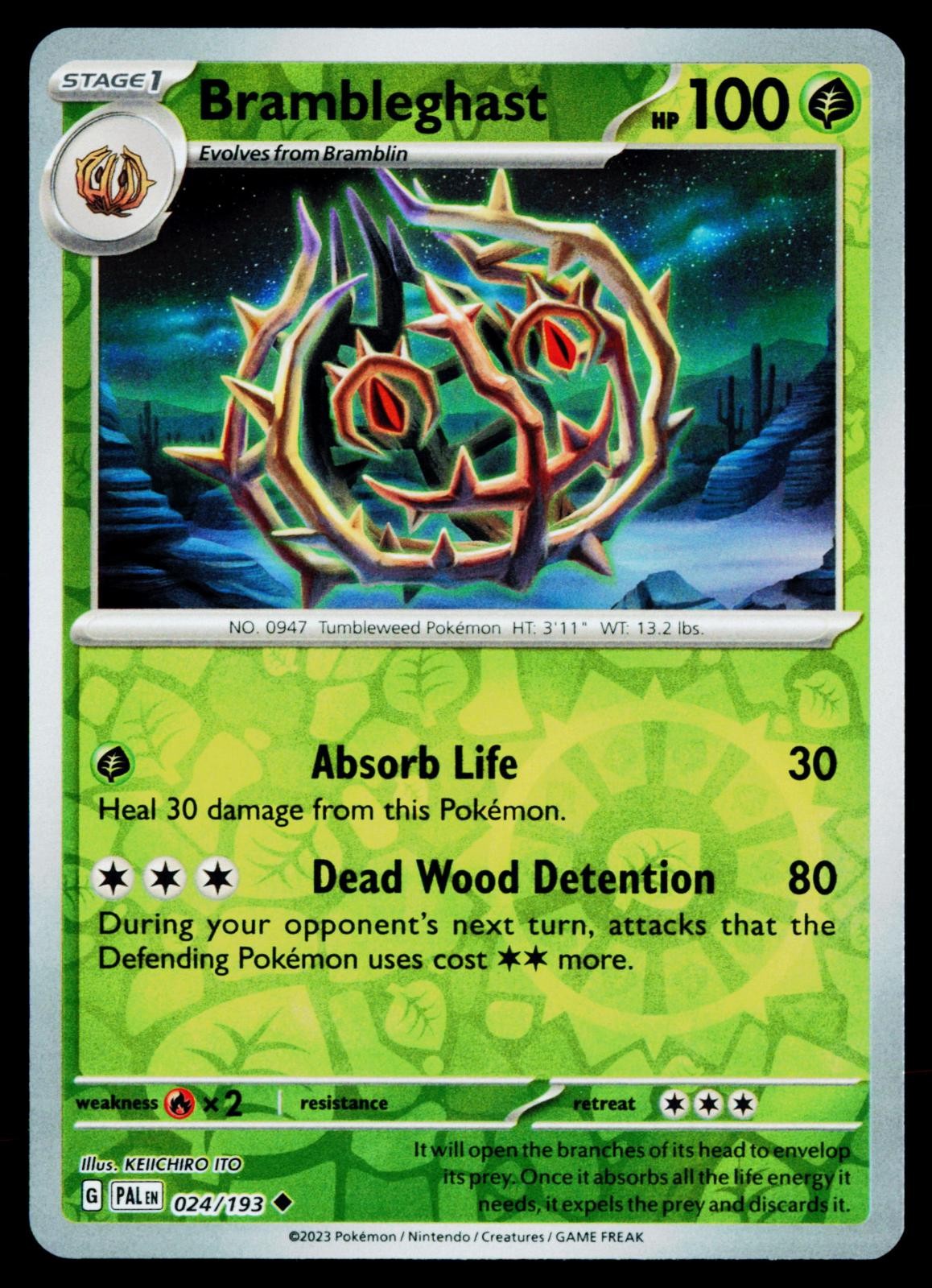 Brambleghast 024/193 Uncommon Paldea Evolved Pokemon Reverse Holo Near Mint