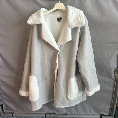 Curations Women's Gray/white Faux Suede Coat Size 3X