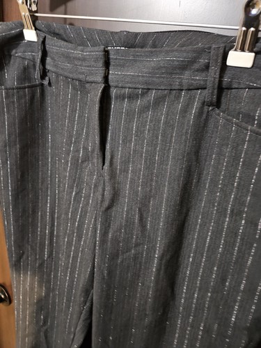 EUC Express Women's Dress Pants Trousers Dark Gray & Metallic Pinstripe Size 12 - Picture 5 of 7