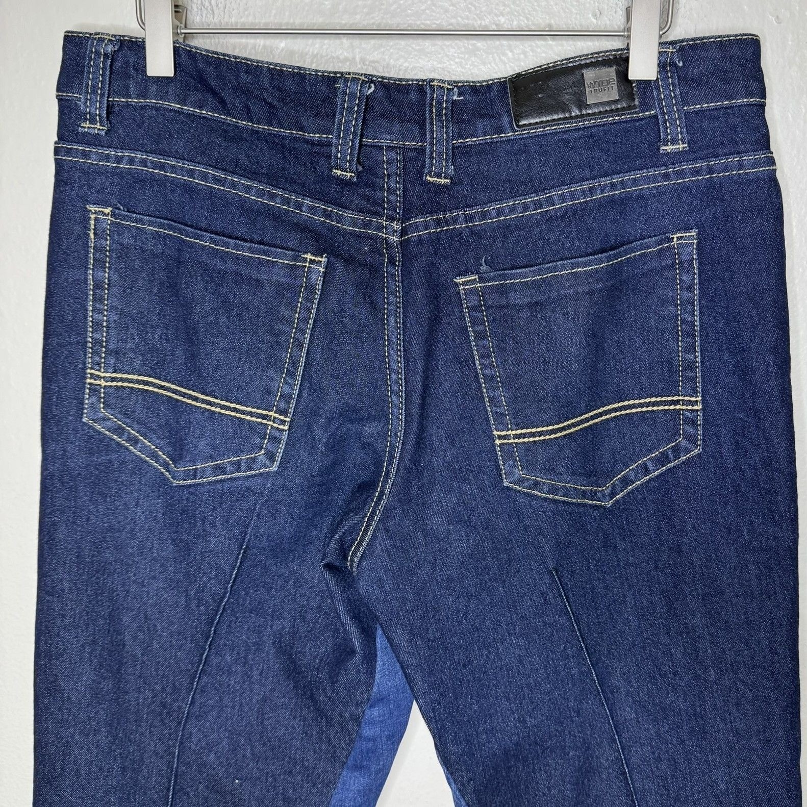 WT02 Dark Deconstructed Patchwork Jeans, Creased,… - image 4