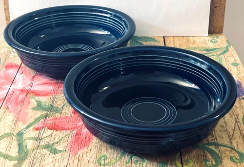 Vtg Lot Of 2 Fiesta Fiestaware Cobalt Blue 7” Cereal Salad Bowl Homer Laughlin