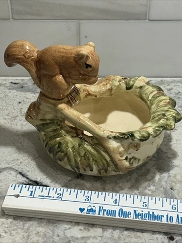 Antique Vintage Weller Muskota Squirrel Bowl Art Pottery Woodcraft 1918 - 1933