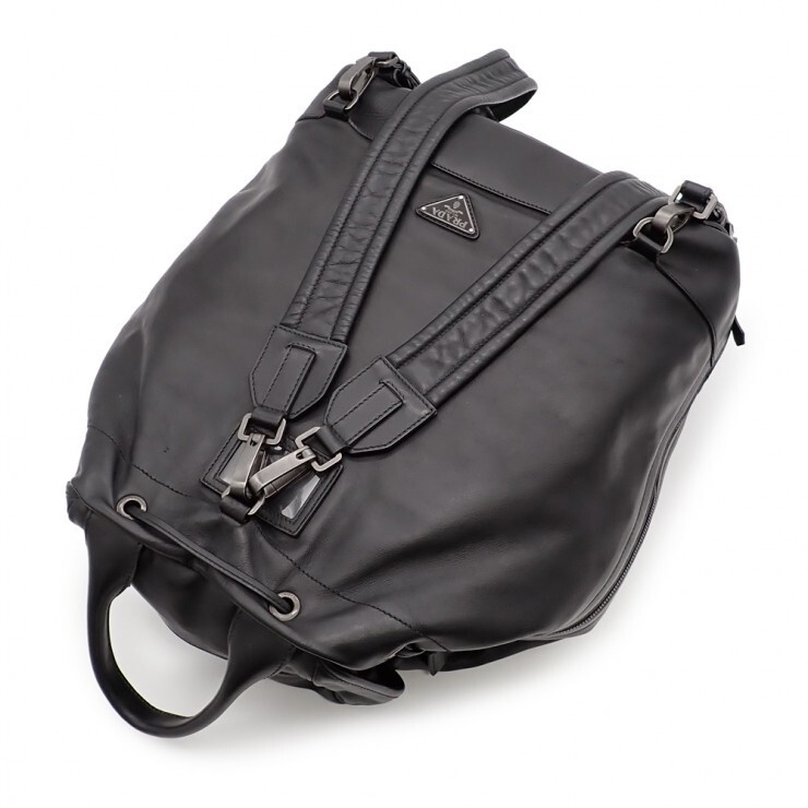 PRADA backpack tote bag VZ0064 soft calf leather black silver hardware from japa thumbnail 5