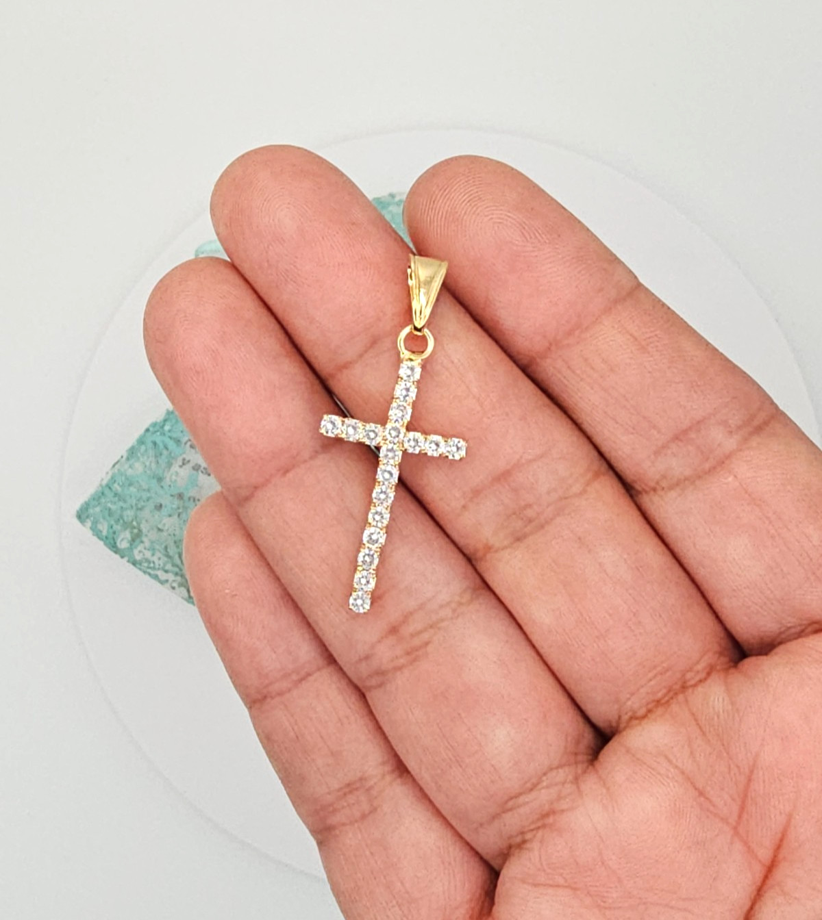 Colgante Cruz Relleno Oro 18k - Dije Cruz Protección 15mm x 26mm