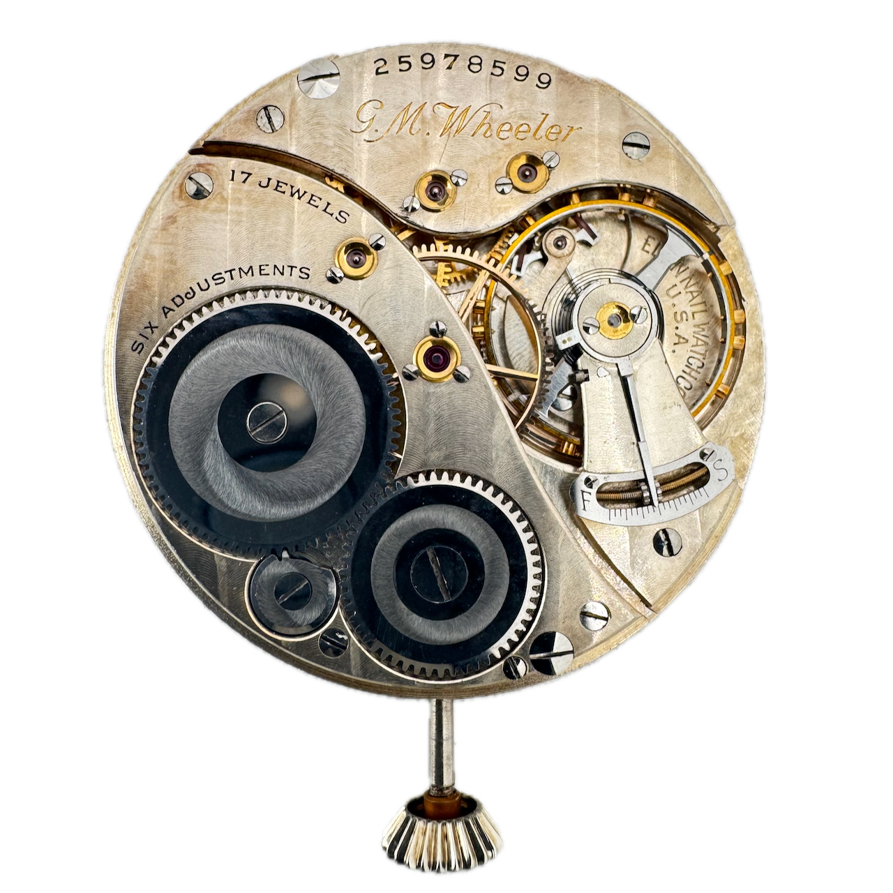 Antique 12s Elgin G.M. Wheeler 17 Jewel Mechanical Pocket Watch Movement 452