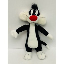 Vintage Looney Tunes Sylvester the Cat 10" Black White Stuffed Animal Plush