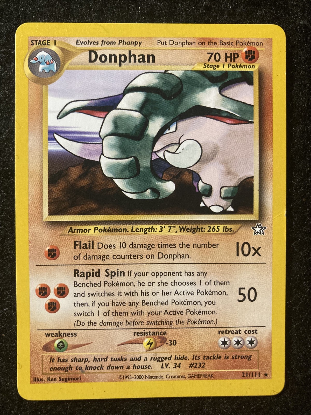 Pokemon TCG Donphan Neo Genesis 21/111 Rare Vintage 2000 LP