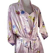 2 pcs Secret Treasures Nightgown Satin Pink Chemise Babydoll Robe Small Vintage