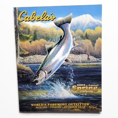 Vintage Spring 2002 Cabelas Catalog Fishing Hunting Outdoors Rainbow Trout Lures