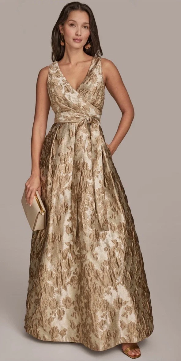 donna karan gowns & formal dresses on sale Donna Karan Women's Satin Ruffle Back Gown in Black
