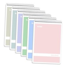 Steno Pads 6x9 6 Pack, Gregg Rule, 60 Sheets, 6 Assorted Color Spiral