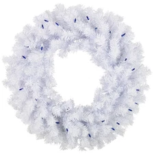 Northlight Geneva White Spruce Artificial Christmas Wreath 24-Inch Blue Lights