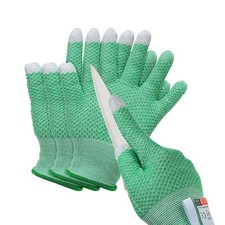 2 Pair Level 5 Protection Cut Resistant Gloves Touchscreen, Green, Large