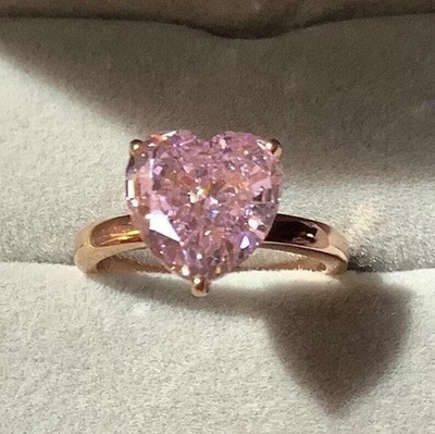 2.50Ct Heart Cut Lab Created Pink Sapphire Women's Ring 14K Yellow Gold Plated