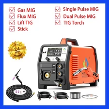 110V/220V Al Welder Gas/Flux Pulsed MIG MMA LIFT TIG 6in1 Welder w TIG Torch Kit