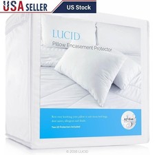 Waterproof Pillow Protector Soft Zipper Closure Allergy Dust Mite Bed Bug Cover