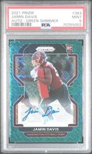 2021 PANINI PRIZM JAMIN DAVIS GREEN SHIMMER 1/5 AUTOGRAPH RC AUTO PSA 9 POP 1 