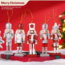 5PCS Wooden Nutcracker Soldier Christmas Ornament Vintage Decor Gift 5'' USA