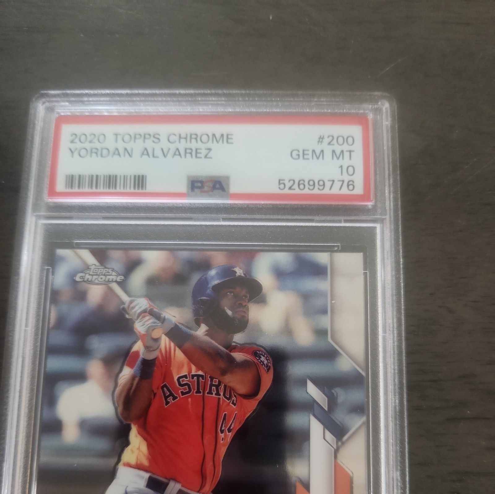 2020 Topps Chrome Yordan Alvarez (Orange Jersey) #200 PSA 10 GEM MT Rookie RC view 2