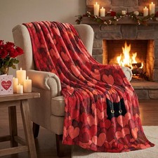 Valentines Heart Pattern Blanket Romantic Cozy Gift Idea
