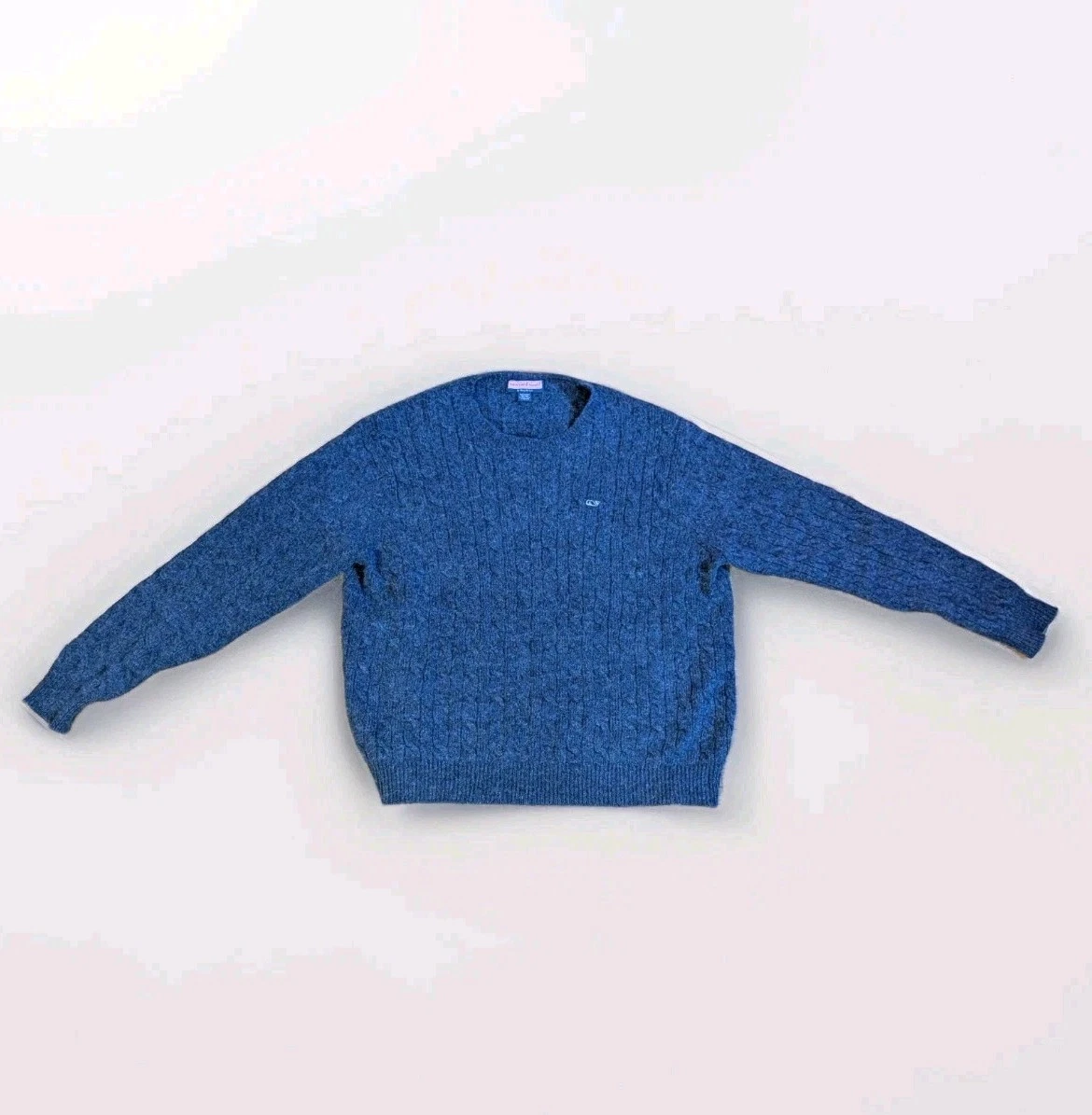 Vineyard Vines Mens Navy Blue Cable Knit Sweater Size XL 98% Wool 1% Spandex