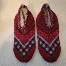 Bombas - Gripper Sherpa Lined Slipper - Red/Light Blue- Size M