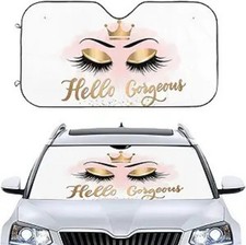 Front Windshield Sun Shades, Eye Eyelash Crown Auto Window Sunshade, Summer Sun