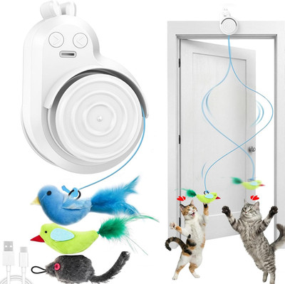Interactive Cat Toys for Indoor Cats: Automatic Electric Flying Bird Feather & M