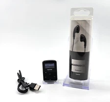 SanDisk Clip Jam MP3 Player 8GB Black - AM/FM Radio + Charger & Earbuds Bundle