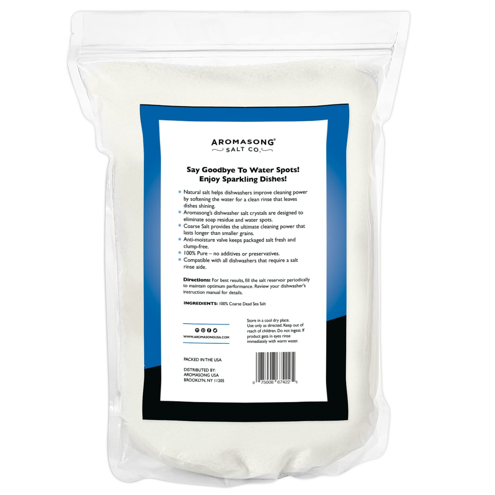 Dishwasher Salt 19 LB - 100% Natural Water Softening Agent for Cleaner Dishes...