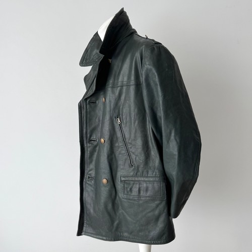 50s Vintage Post WW2 Era German Dispatch Riders Double Breasted Leather Jacket - Picture 5 of 13